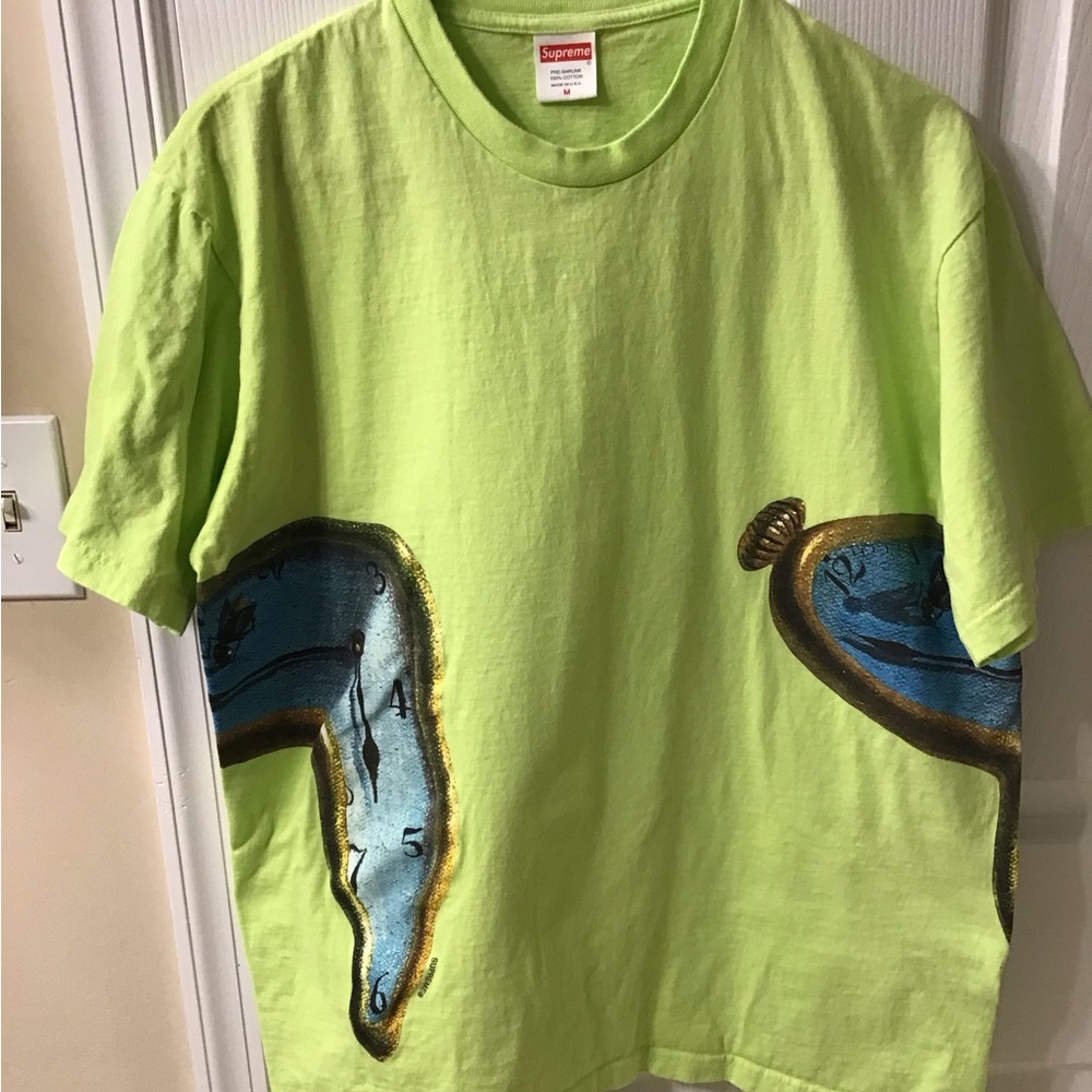 Vintage Supreme Clock / Watch Wraparound Lime Green Tee Medium Made in USA